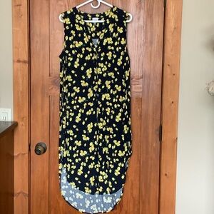 Cupio  midi dress, lemon print/navy, size XL